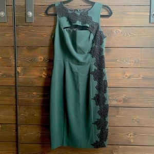 Black Halo Green Black Lace Dress sz 6